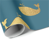 Golden Whale Ocean Zee Aquatic Water Vip Yacht Cadeaupapier (Rol Hoek)