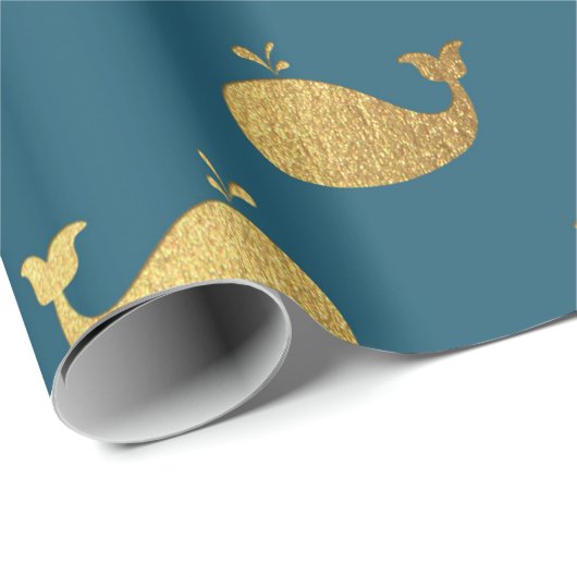 Golden Whale Ocean Zee Aquatic Water Vip Yacht Cadeaupapier (Rol Hoek)