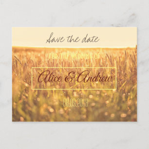 Golden Wheat Field Boerderij Save the Date Briefka Aankondigingskaart
