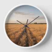 Golden Wheat Field Wall Clock - Natuur op het plat (Voorkant)