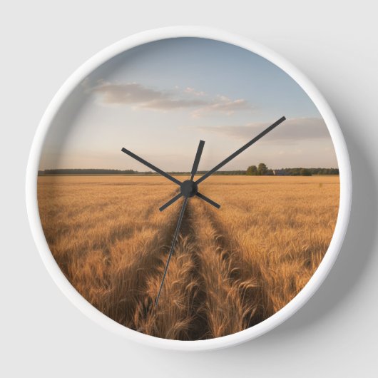 Golden Wheat Field Wall Clock - Natuur op het plat (Voorkant)