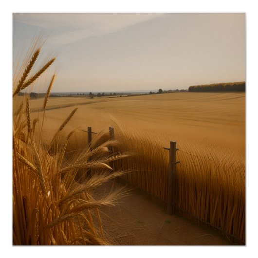 Golden Wheat Path: Rustic Summer Landscape Perfect Poster (Voorkant)