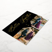 Golden Whimsical Luxury Modern 2 Photos Collage Folie Uitnodiging (Gedraaid)