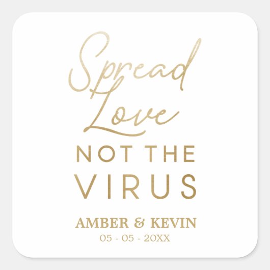 Golden Whimsical Quote Wedding Sanitizer Gel Vierkante Sticker (Voorkant)