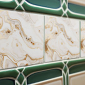 Golden Whirl Faux Marmer Dynamisch Fluid Patroon Tegeltje