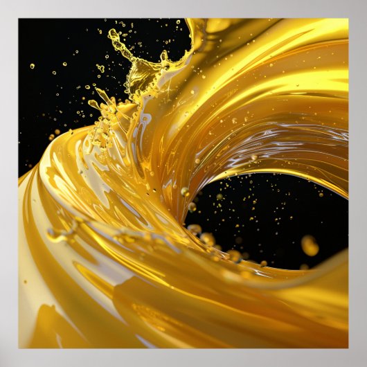 Golden Whirlwind Liquid Art Poster (Voorkant)
