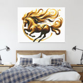 Golden Whirlwind - Regal Horse in Motion Canvas Afdruk (Insitu (Slaapkamer))