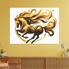 Golden Whirlwind - Regal Horse in Motion Canvas Afdruk