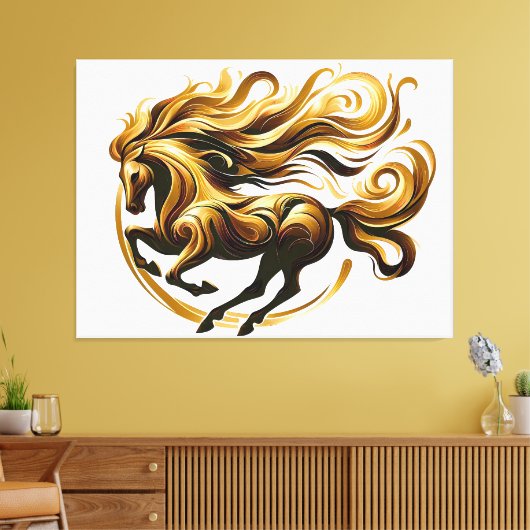 Golden Whirlwind - Regal Horse in Motion Canvas Afdruk (Insitu (Woonkamer))