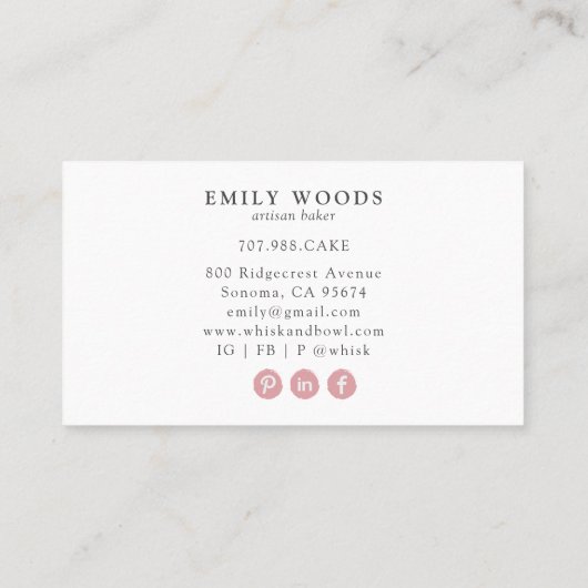 Golden Whisk Baker Pastry Chef Visitekaartje (Achterkant)