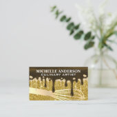 Golden Whisk | Chocolade Gold Glitter-schijven Visitekaartje (Staand voorkant)