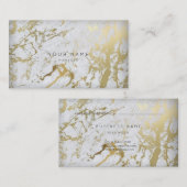 Golden White Carrara Marble Appointcard Gold Afsprakenkaartje (Voorkant / Achterkant)