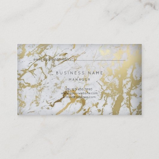 Golden White Carrara Marble Appointcard Gold Afsprakenkaartje (Achterkant)