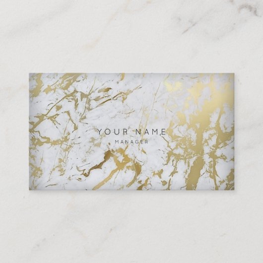 Golden White Carrara Marble Appointcard Gold Afsprakenkaartje (Voorkant)