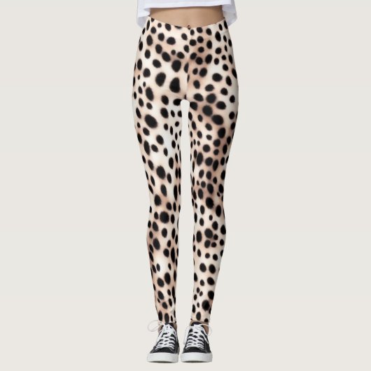 Golden White Dalmation Spots: Dierenveer Leggings (Voorkant)