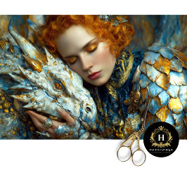 Golden White Dragon Fantasy Queen Decoupage Art Tissuepapier