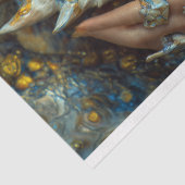 Golden White Dragon Fantasy Queen Decoupage Art Tissuepapier (Detail)