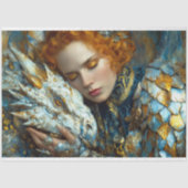 Golden White Dragon Fantasy Queen Decoupage Art Tissuepapier (Voorkant)