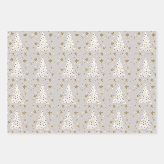 Golden White Elegant Simple Illustrated Christmas Inpakpapier Vel (Voorkant 3)