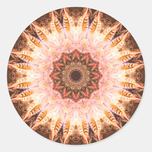 Golden, White en Red Mandala Ronde Sticker (Voorkant)