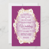 Golden White Floral Pink Geometric Rustic Wedding Kaart (Voorkant)