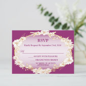 Golden White Floral Pink Geometric Rustic Wedding  RSVP Kaartje (Staand voorkant)