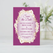 Golden White Floral Pink Geometric Rustic Wedding Save The Date (Staand voorkant)