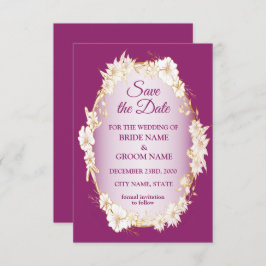 Golden White Floral Pink Geometric Rustic Wedding Save The Date