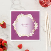 Golden White Floral Pink Geometric Wedding Party Servet (Insitu)