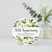 Golden White Florals 50th Wedding Jubileum Kaart (Staand voorkant)