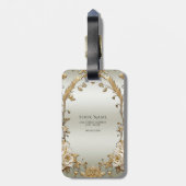 Golden White Flowers Bagagelabel (Achterkant verticaal)