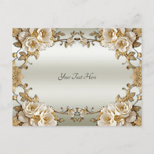 Golden White Flowers Briefkaart