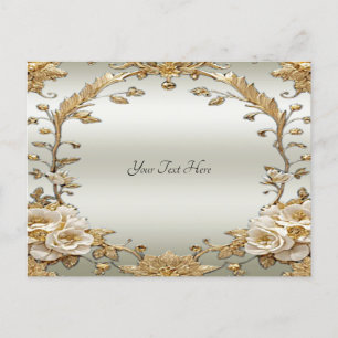 Golden  White Flowers Briefkaart