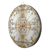 Golden  White Flowers Dartboard Dartbord (Voorkant Rechts)