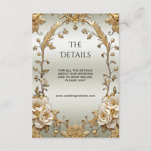 Golden White Flowers Enclosure Kaart (Voorkant)