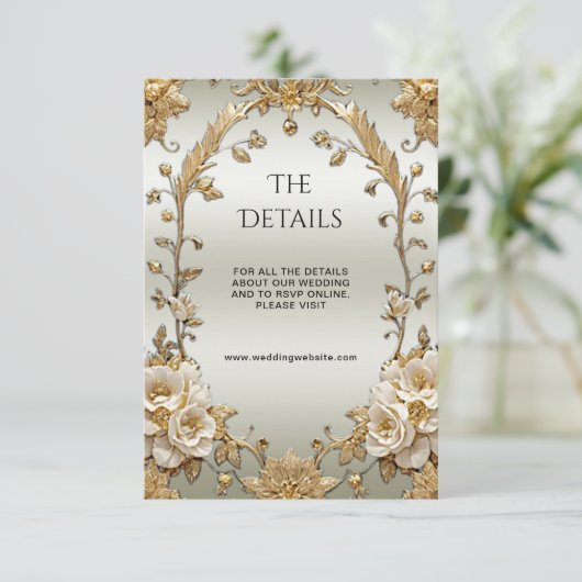 Golden  White Flowers Enclosure Kaart (Staand voorkant)