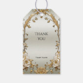Golden  White Flowers Gift Label Cadeaulabel (Voorkant)