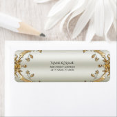 Golden White Flowers Retour Adreslabel Etiket (Insitu)