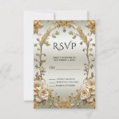 Golden  White Flowers RSVP-kaart RSVP Kaartje (Voorkant)