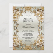 Golden  White Flowers Vrijgezellenfeest Kaart (Voorkant)