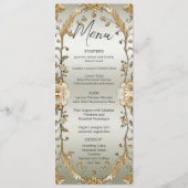 Golden  White Flowers Wedding Menu (Voorkant)
