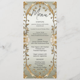 Golden White Flowers Wedding Menu