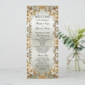 Golden White Flowers Wedding Program Programmakaart (Staand voorkant)