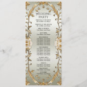 Golden  White Flowers Wedding Program Programmakaart (Achterkant)