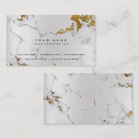 Golden White Grey Marble Vip Parly Silver Visitekaartje (Voorkant / Achterkant)