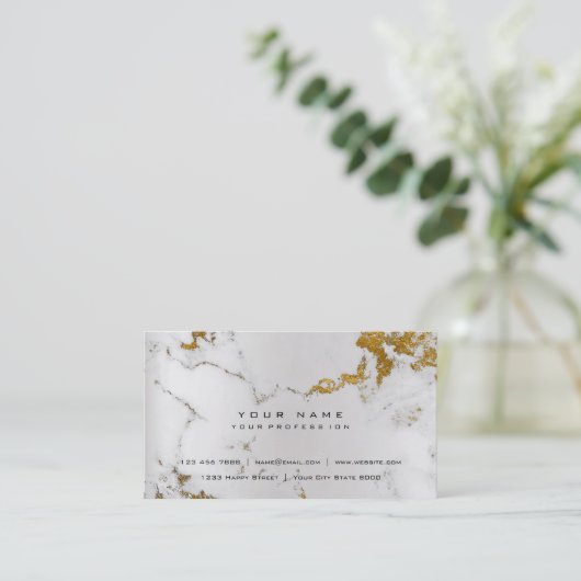 Golden White Grey Marble Vip Parly Silver Visitekaartje (Staand voorkant)