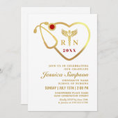 Golden White Modern Nursing School Afstuderen Kaart (Voorkant / Achterkant)