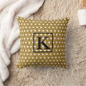 Golden White Polka Dots Glittery Monogram Initiale Kussen (Deken)