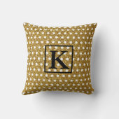 Golden White Polka Dots Glittery Monogram Initiale Kussen (Achterkant)