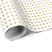 Golden & White PolkaDots Pattern Cadeaupapier (Rol Hoek)